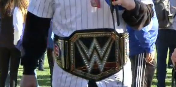 Cubs News: Kris Bryant wearing a WWE Championship Belt for Parade