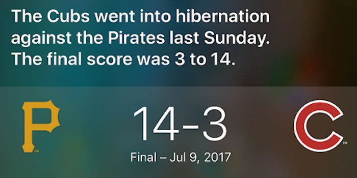 Siri blasts Cubs over loss to Pirates
