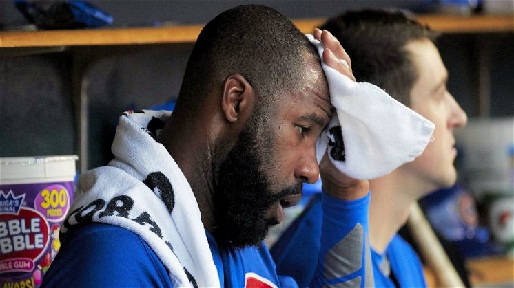 Cubs outfielder Jason Heyward injured himself on a failed catch attempt. (Photo Credit: Rick Osentoski-USA TODAY Sports)