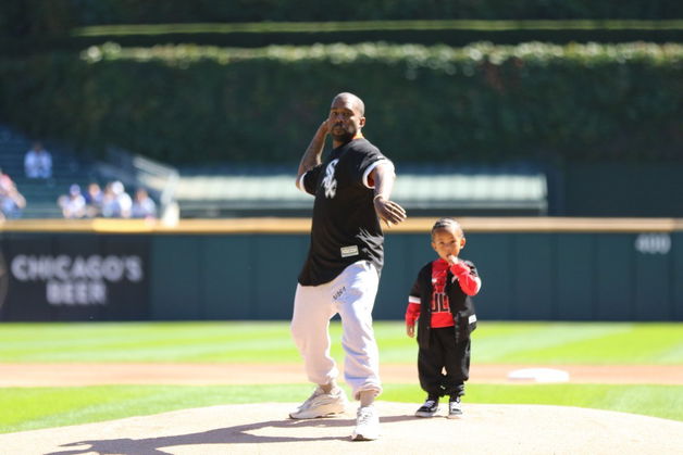 Hip-hop legend Kanye West threw out the first pitch at Sunday's installment of the Crosstown Classic. (Photo Credit: Cut4)