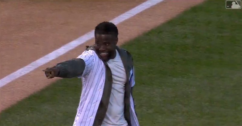 Based on his shaky first pitch, Kevin Hart might not have what it takes to become the shortest pitcher in Major League Baseball history.