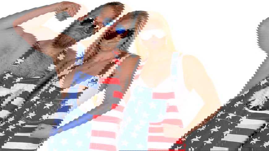 Shown are 'The Screamin Eagles American Flag Overalls'
