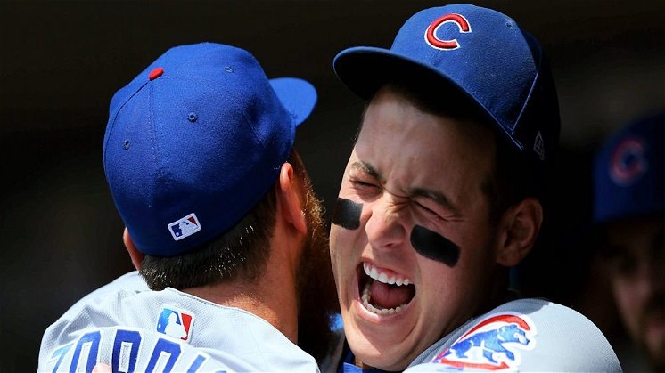 Aside from baseball, awkward dugout clapping is, evidently, Anthony Rizzo's main passion. (Photo Credit: Aaron Doster-USA TODAY Sports)