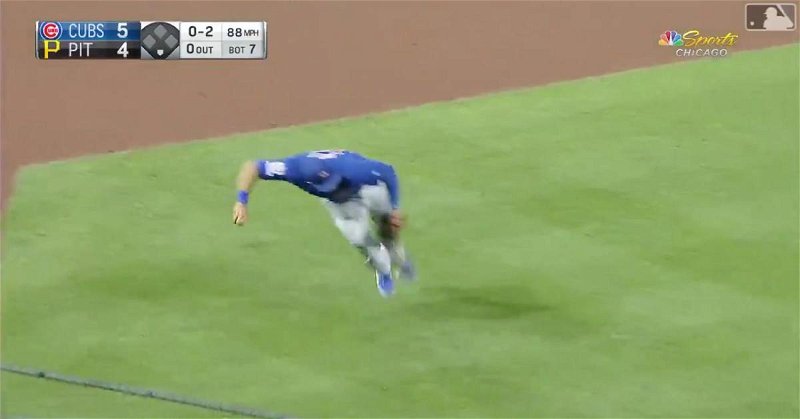 Cubs third baseman David Bote went all out in order to pull off a spectacular web gem.