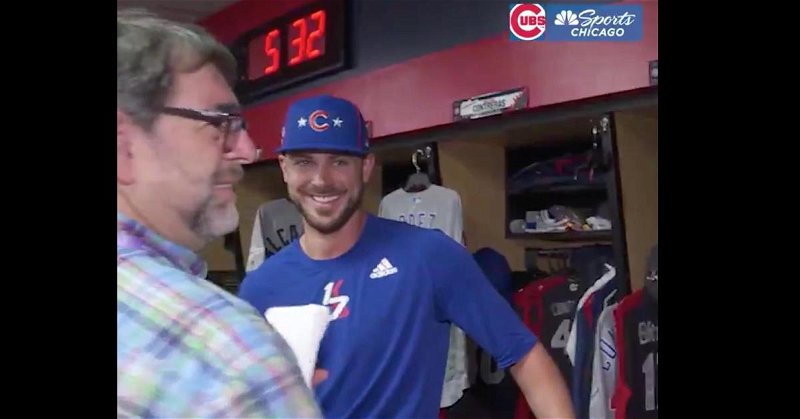 Kris Bryant reacted with nervous laughter upon hearing a Cardinals player getting asked about Bryant's infamous St. Louis remark.