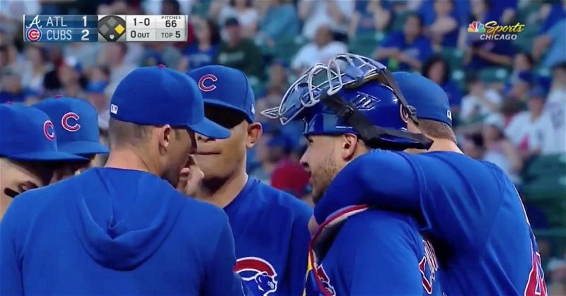 Anthony Rizzo made Willson Contreras his snuggle buddy during a mound visit.