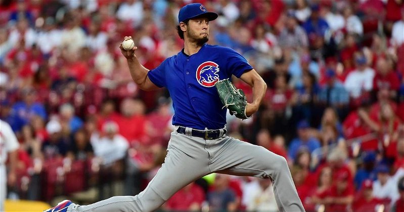 According to Cubs skipper Joe Maddon, Cubs starter Yu Darvish was battling an illness while pitching on Sunday. (Credit: Jeff Curry-USA TODAY Sports)