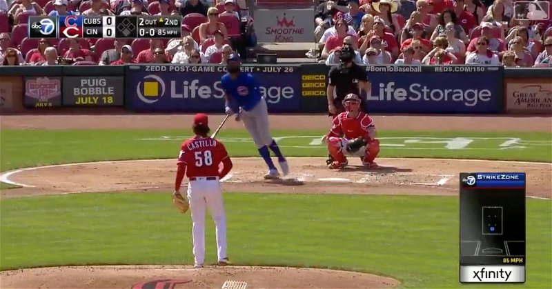 Cubs right fielder Jason Heyward drilled a bomb out to right-center at Great American Ball Park.