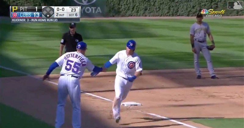 Chicago Cubs shortstop Nico Hoerner hit the milestone 236th home run of the Cubs' 2019 season.