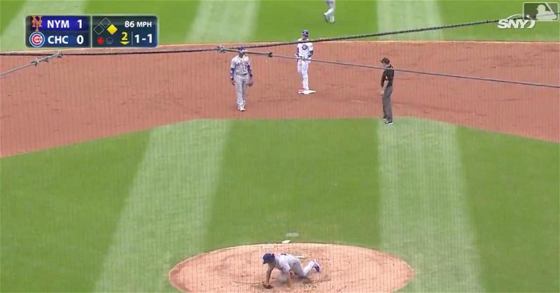 Mets hurler Jason Vargas acted like he was lucky to be alive after barely avoiding getting hit in the head by a throw from his catcher.