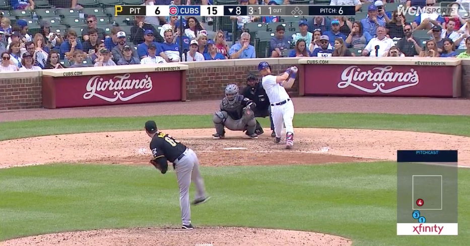 Jonathan Lucroy's first home run with the Chicago Cubs sailed out onto Waveland Avenue.