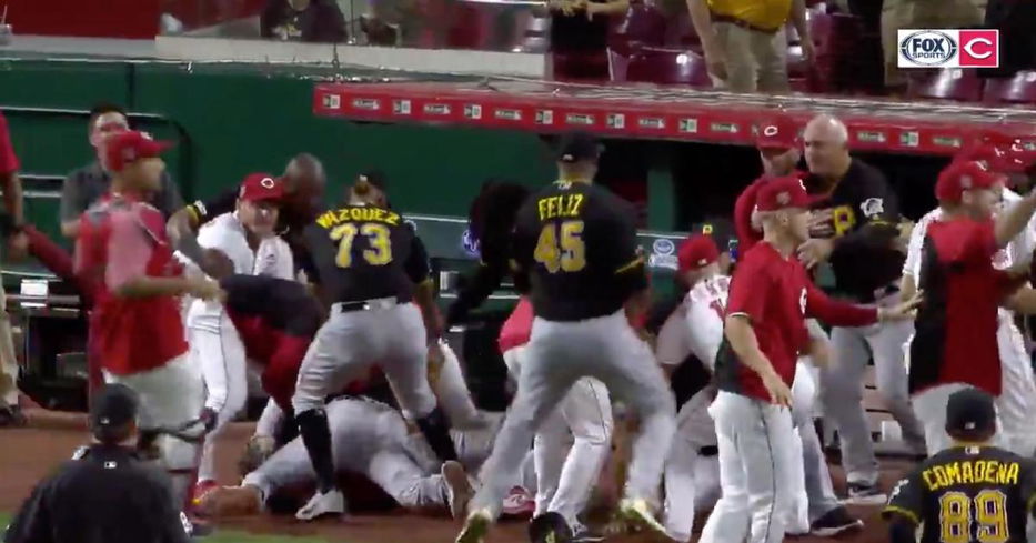 There was pandemonium on the field at Great American Ball Park after Reds reliever Amir Garrett incited a brawl.