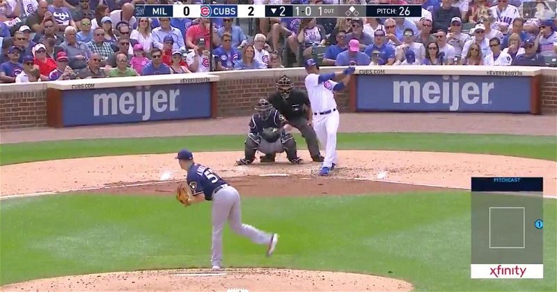 Chicago Cubs starting pitcher Jose Quintana hit the first extra-base hit of his career on Friday afternoon.