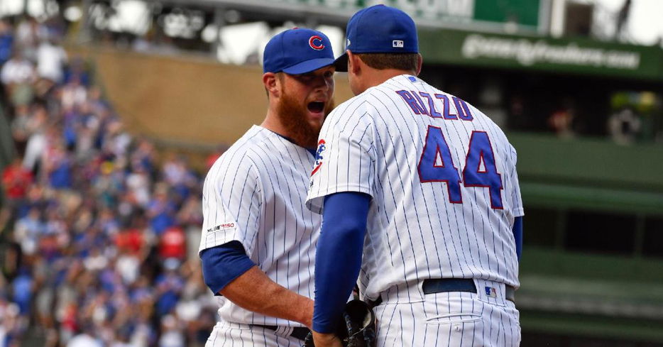 Anthony Rizzo finished off Craig Kimbrel's third save of the season with a stellar play. (Credit: Matt Marton-USA TODAY Sports)