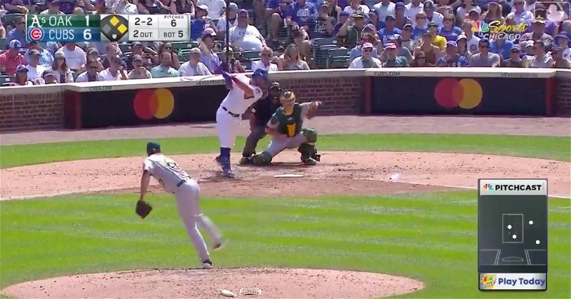 Chicago Cubs left fielder Kyle Schwarber sent a 3-run bomb sailing out to the opposite field on Wednesday.