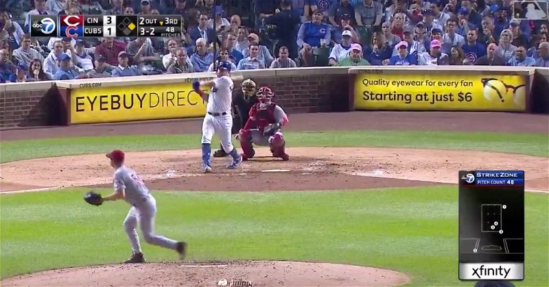 With his second 2-out extra-base hit of the night, Kyle Schwarber pulled the Cubs to within one run of the Reds.