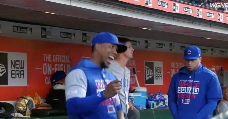 Never one for bashfulness, Pedro Strop performed a comical dance in the Cubs' dugout between innings.