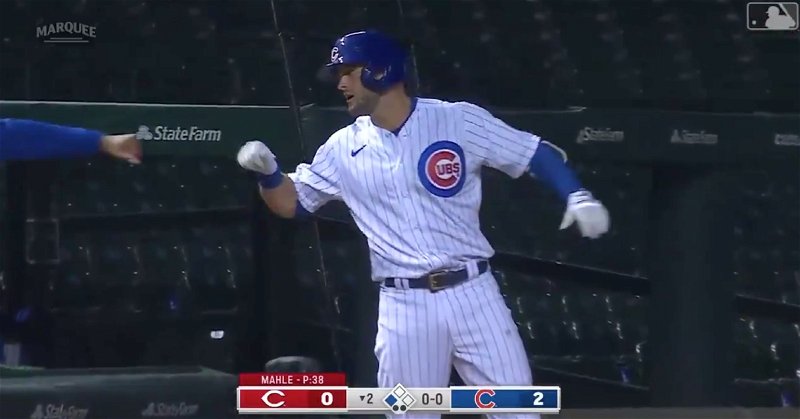 Chicago Cubs infielder David Bote motored to third base for his first triple of the year.