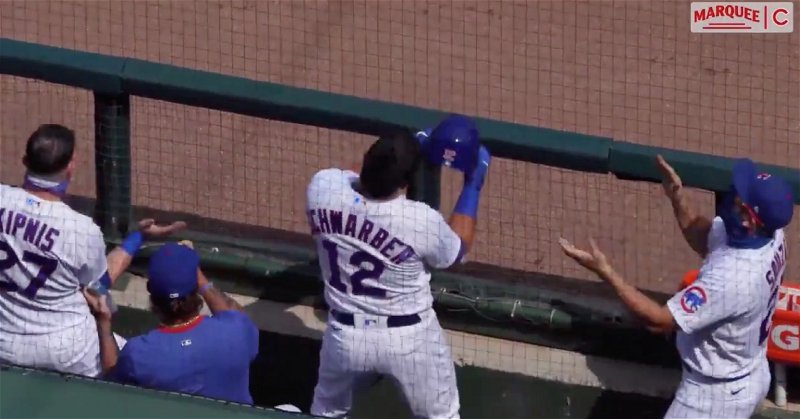 Members of the Cubs' dugout love to dance along to Anthony Rizzo's catchy walkup songs.