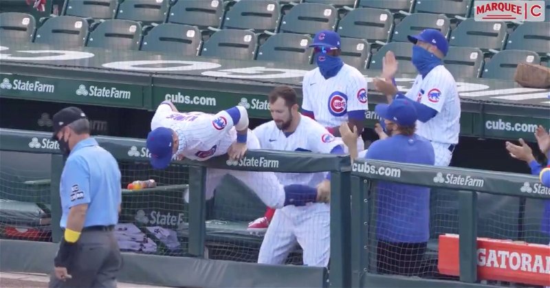 During the Chicago Cubs-St. Louis Cardinals game at Wrigley Field on Saturday, a funny dance routine was performed.