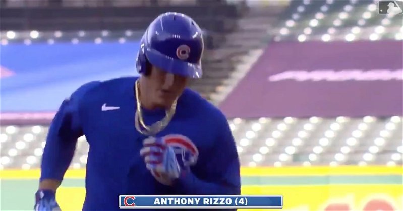 Anthony Rizzo was blinged out when he went deep against the Indians on Wednesday.