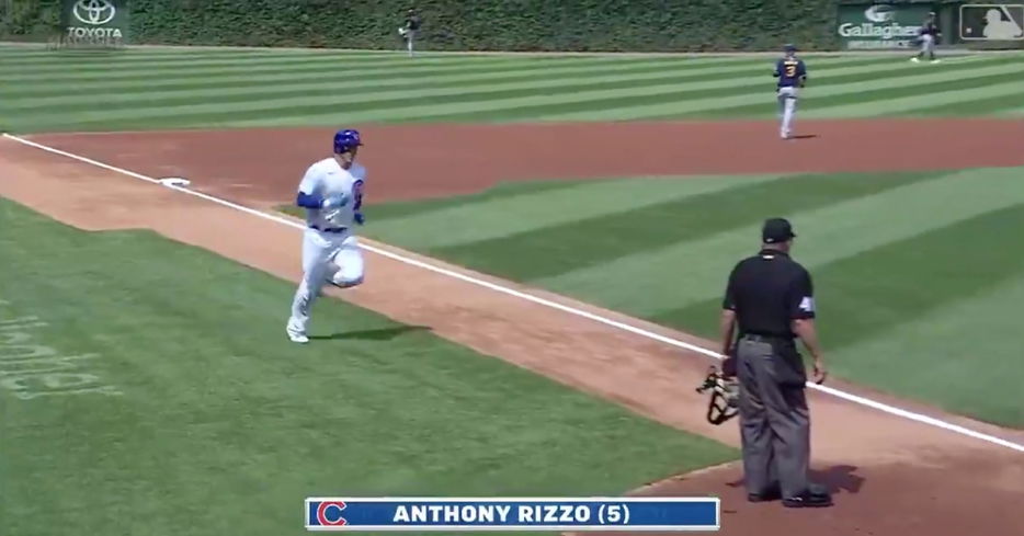 For some unknown reason, Anthony Rizzo expedited his home run trot in the first inning of Saturday's game.