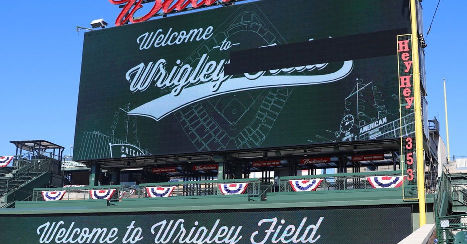 Chrstian Yelich did a number on the Wrigley Field scoreboard by going yard in batting practice. (Credit: @Brewers on Twitter)