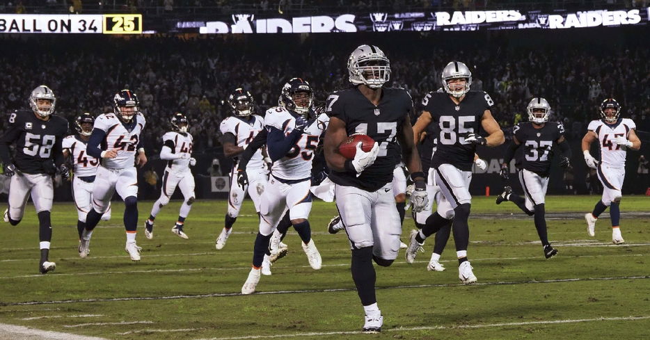 Harris scoring on a 99-yard punt return last season (Kelley Cox - USA Today Sports)