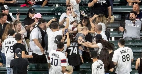 The fight lasted over two minutes between fans (Photo via Brian Cassella)