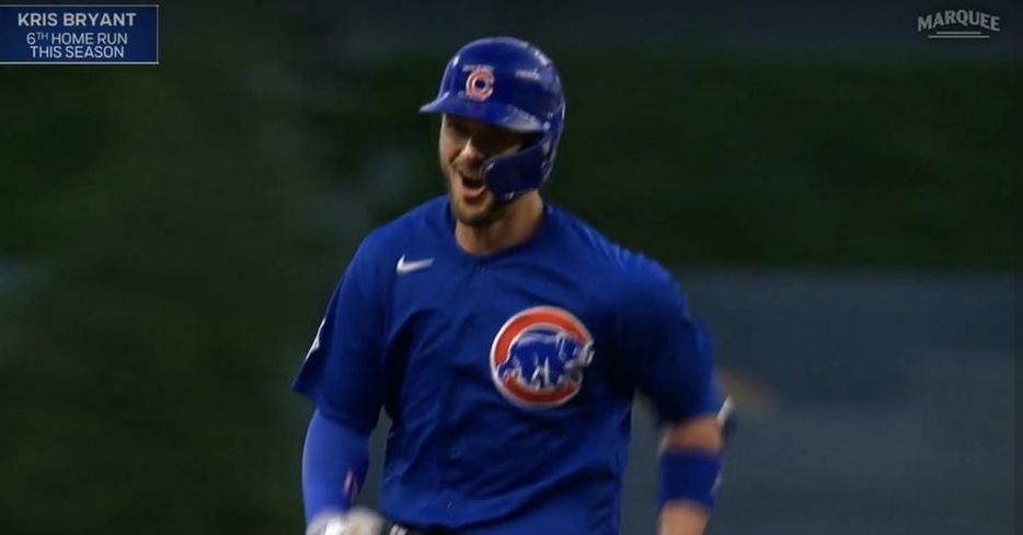 Cubs slugger Kris Bryant's two-out grand slam left the bat at 102.3 mph and 40 degrees.