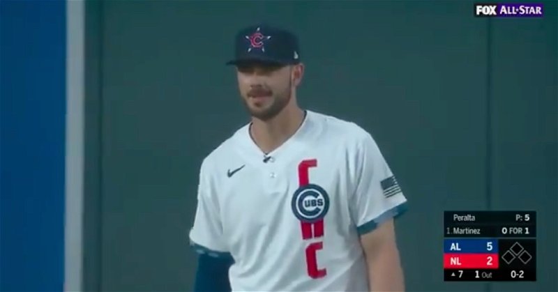 Kris Bryant talked with Joe Buck while manning left field in Tuesday's All-Star Game, and Buck brought up the trade rumors involving Bryant.