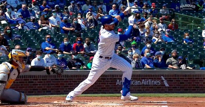 Kris Bryant sent a hard-hit RBI base knock to the opposite field.