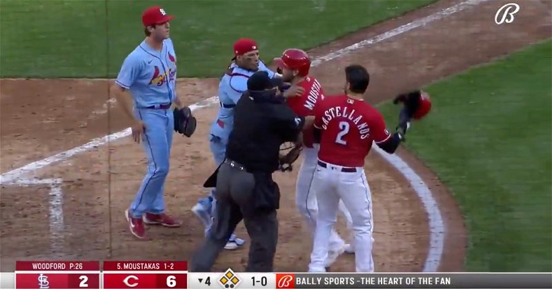 Nicholas Castellanos and Yadier Molina had to be separated as the benches cleared.