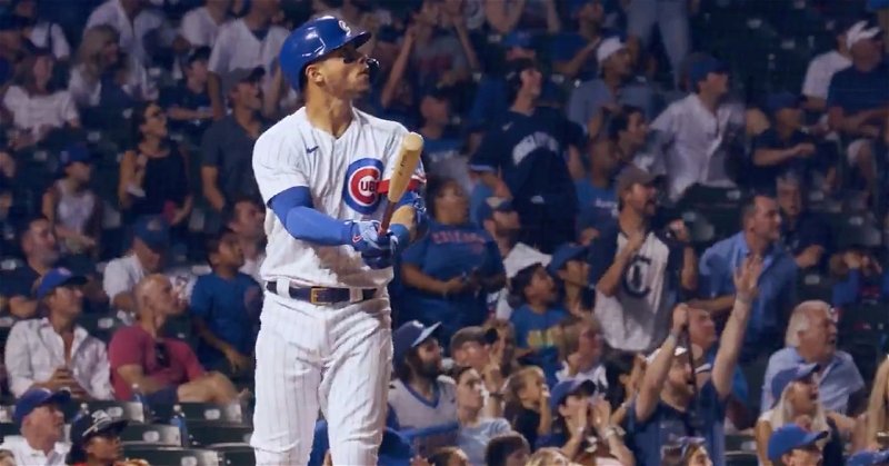 Willson Contreras watched his game-tying bomb carry into the bleachers and celebrated by tossing his bat over his head.