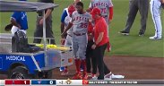 Dexter Fowler carted off field with knee injury