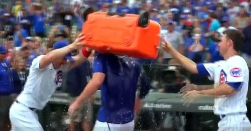 WATCH: Frank Schwindel receives Gatorade bath after walk-off win