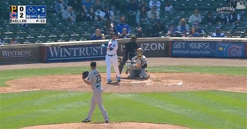 Ian Happ's first home run of the season carried 428 feet out to straightaway center field.