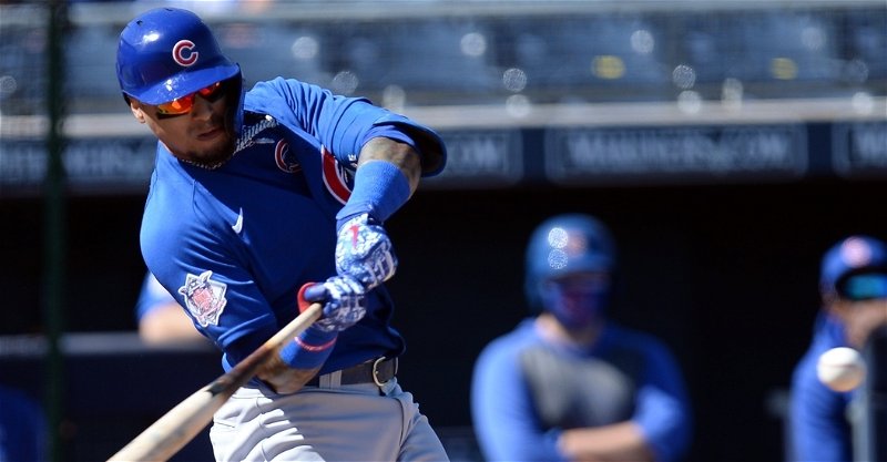 Baez got the first spring hit by the Cubs (Joe Camporeale - USA Today Sports)