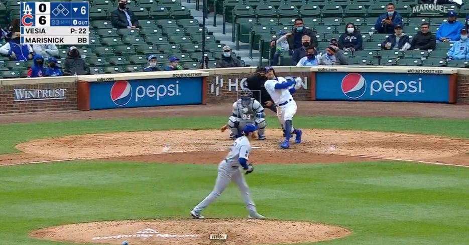 Jake Marisnick put the Cubs up 7-0 atop the Dodgers with a 406-foot solo bomb.