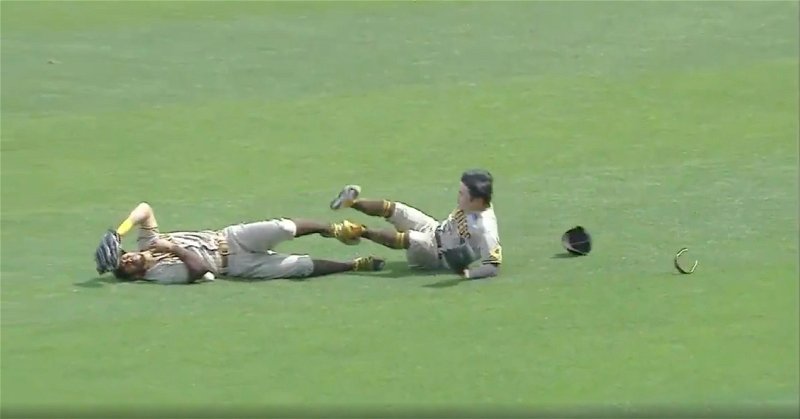 Padres players Ha-Seong Kim and Tommy Pham collided with one another while trying to catch a popup. 