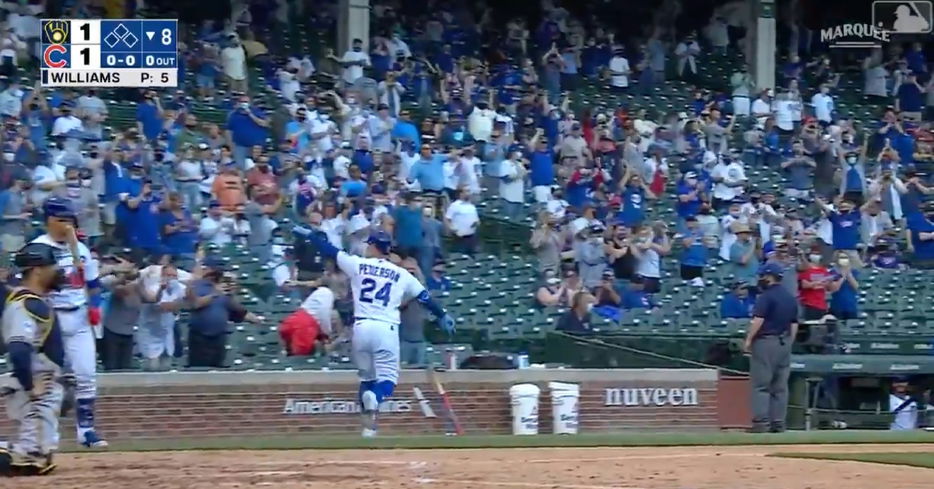 Joc Pederson gave Cubs fans something to cheer about by putting his team on the scoreboard at Wrigley Field.