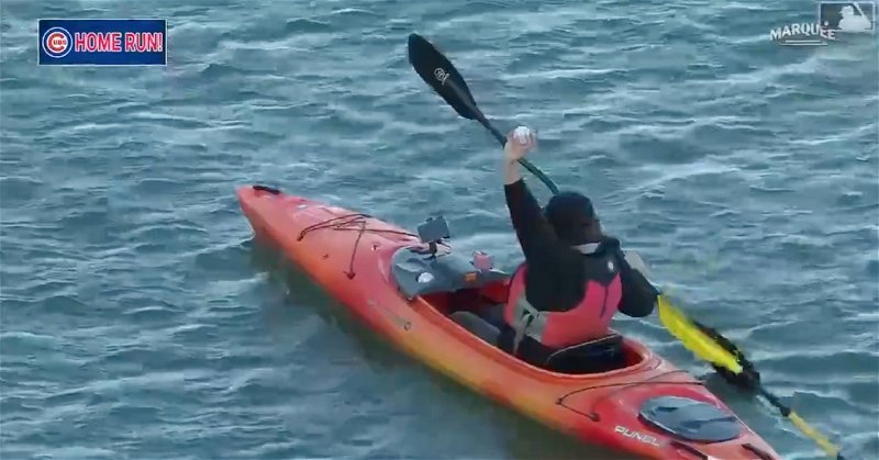 Thanks to Joc Pederson sending a pitch into McCovey Cove, one lucky kayaker garnered a souvenir.