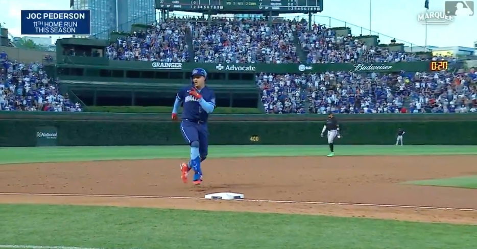 Joc Pederson was able to carry out two of his flashy home run trots in the first three innings of the contest.