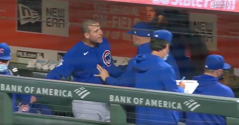 David Ross held Anthony Rizzo back as an irate Rizzo screamed at a similarly angry Willson Contreras.
