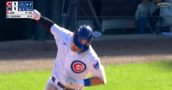Suzuki was excited after his go-ahead homer at Wrigley Field