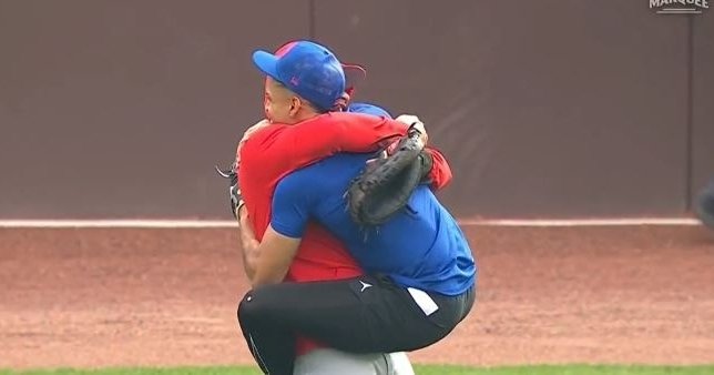 WATCH: Christopher Morel, Wilson Contreras embrace each other in pregame