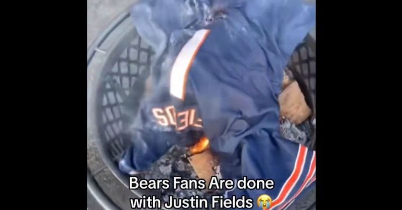 WATCH: Bears fan burns Justin Fields jersey