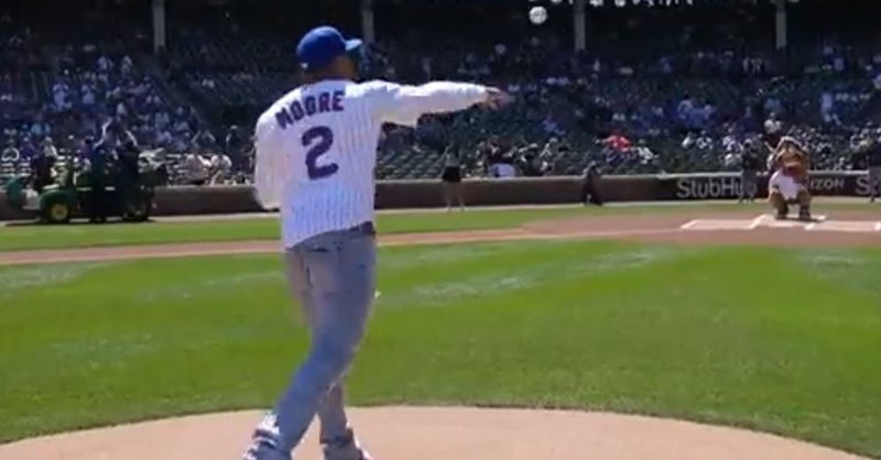 WATCH: DJ Moore throws out first pitch at Wrigley Field