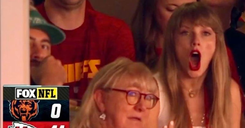 WATCH: Taylor Swift cheering as Chiefs continue to score on Bears