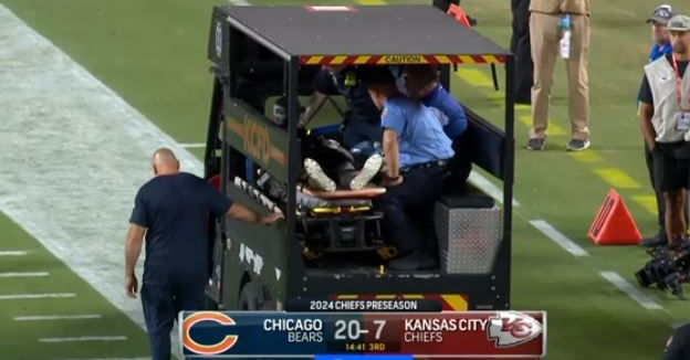 Bears DB injured, taken from field on stretcher to hospital